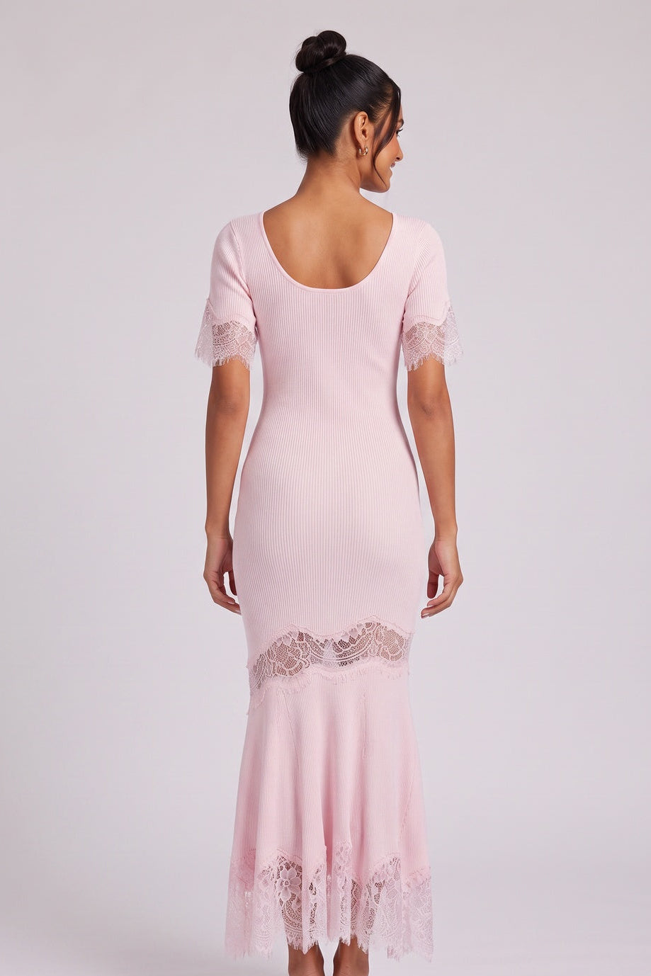 cec71ab7d0ae415b LIGHT PINK RIBBED MERMAID MAXI DRESS LACE FORMAL
