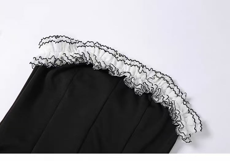 d05b6cf75373761daa00803e3229e55b STRAPLESS RUFFLE BODYCON MINI DRESS & GLOVES