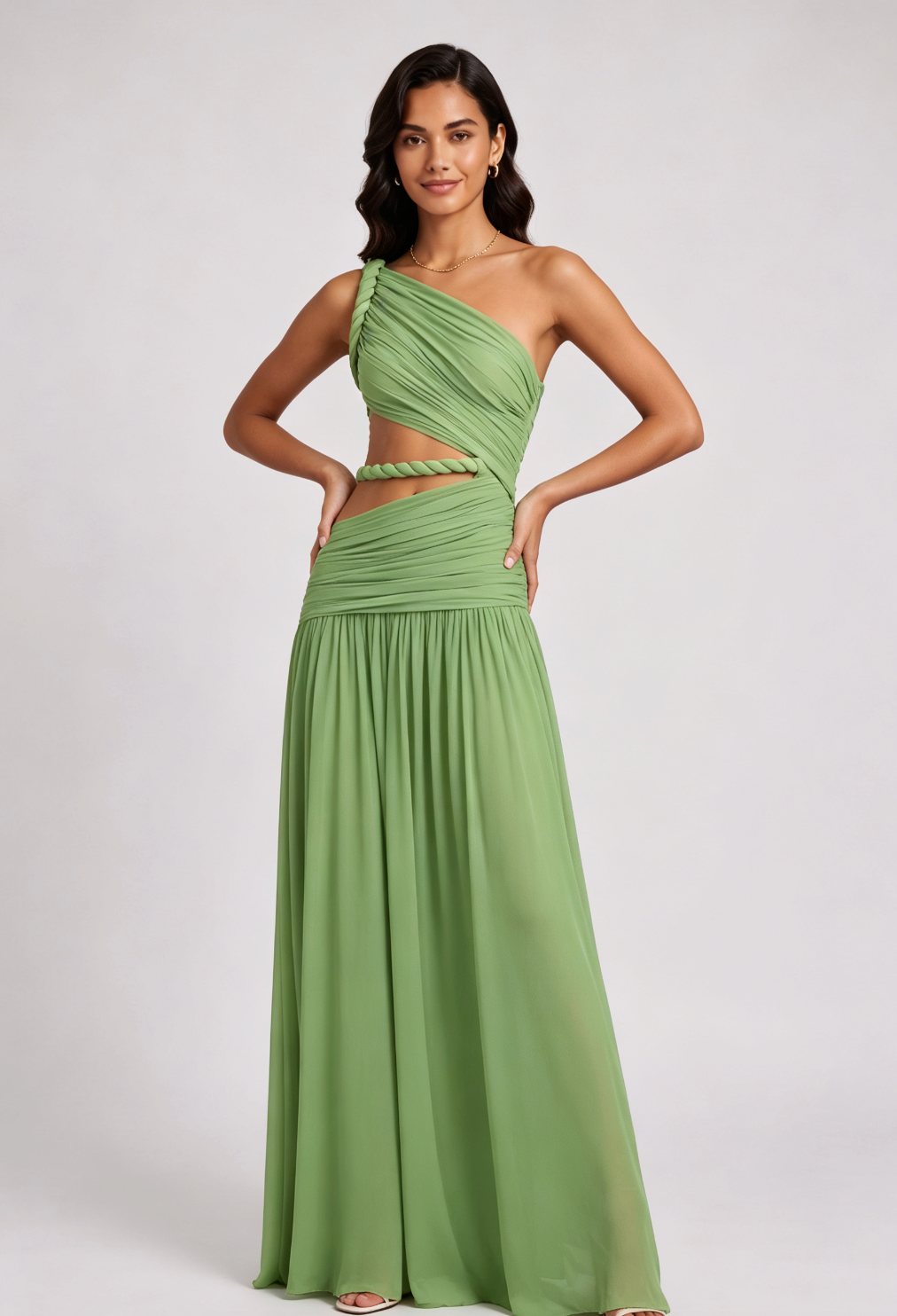 d1458deb1c704b2c37b568eea5b9dbba SAGE GREEN CHIFFON A-LINE GOWN | WEDDING GUEST