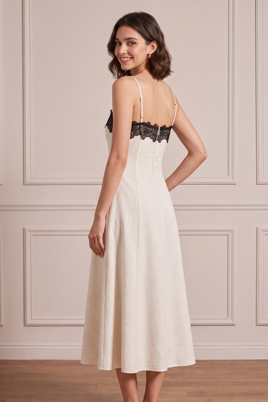 d4ad9af087c8b0ff WOMENS OFF-WHITE LINEN A-LINE DRESS CASUAL