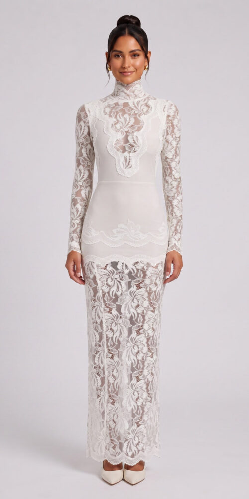 d718730a58d1a077 OFF-WHITE LACE SHEATH GOWN – FORMAL & WEDDING
