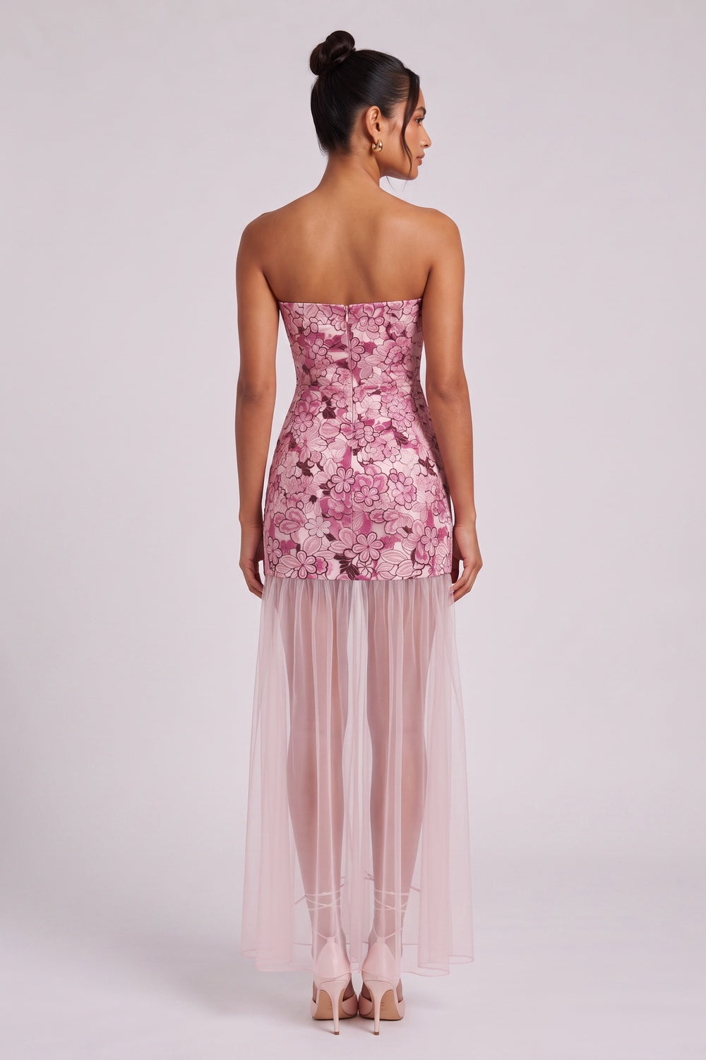 dbef78ca098fdf65 DUSTY PINK LACE COLUMN MINI DRESS WITH SHEER OVERLAY