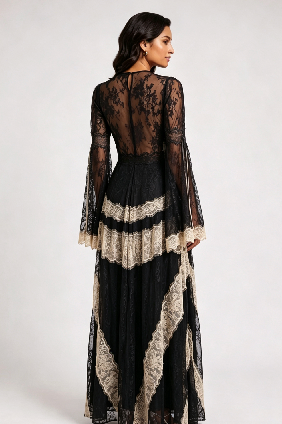 e2bc614e129ee797caa4543c686f9fc2 BLACK FLORAL LACE A-LINE GOWN – FORMAL & WEDDING
