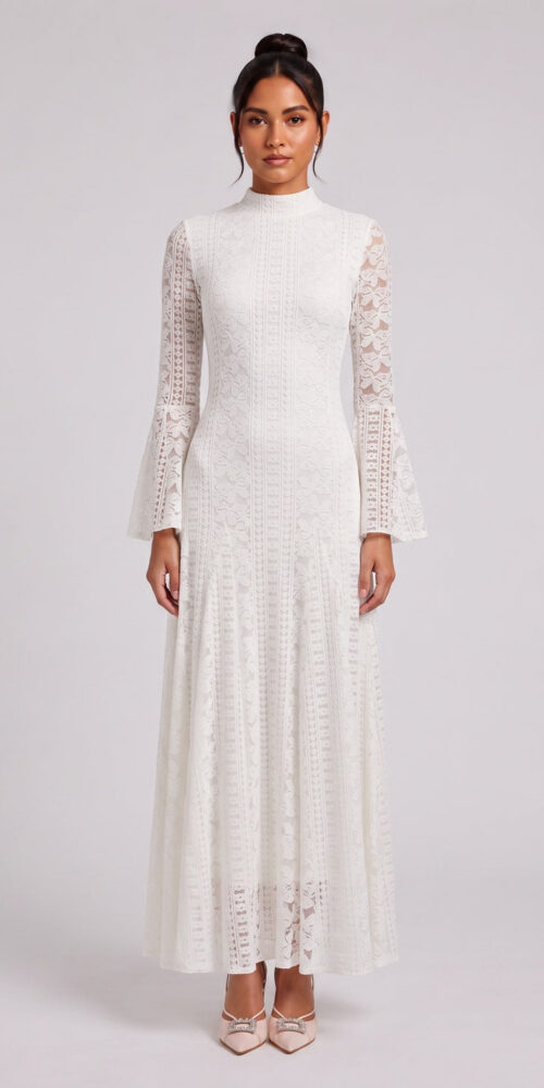 e612d43c351fe76e WHITE LACE A-LINE DRESS – WEDDING GUEST COCKTAIL