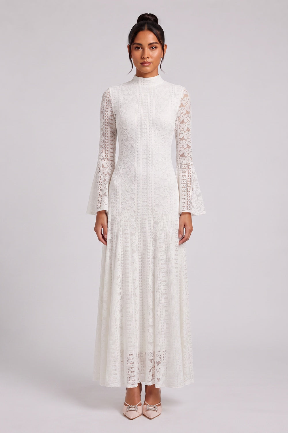 e612d43c351fe76e WHITE LACE A-LINE DRESS – WEDDING GUEST COCKTAIL