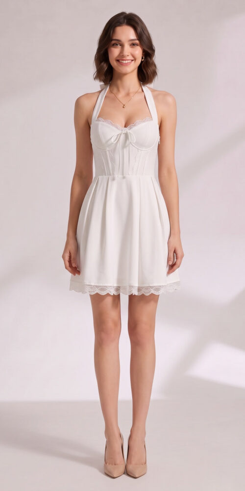 eb81b32e760c1752 WHITE WOVEN A-LINE DRESS – CASUAL & FORMAL STYLE