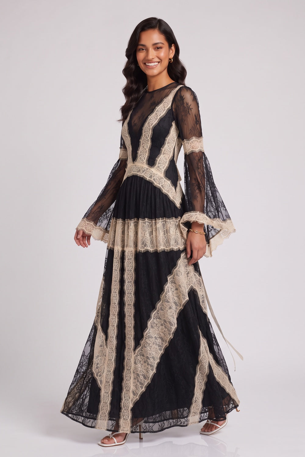 ec808ecfc8aaa5d7 BLACK FLORAL LACE A-LINE GOWN – FORMAL & WEDDING