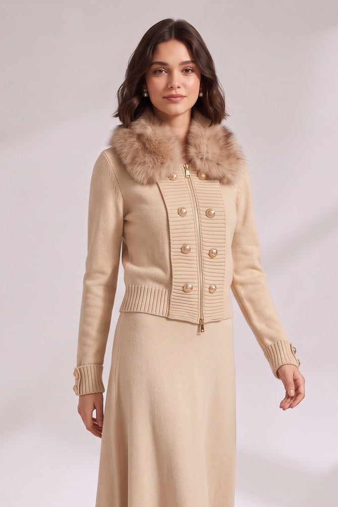 eeed0c0fc0aeadad BEIGE CROPPED FITTED CARDIGAN JACKET - WORK & CASUAL