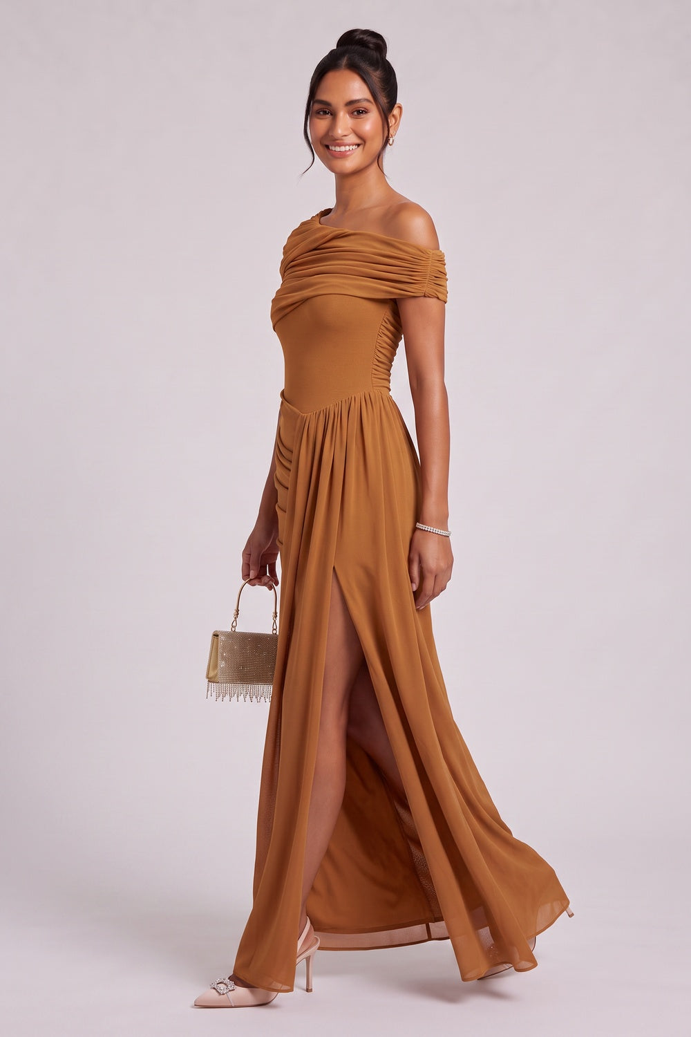 eef82772de42cfdd OCHRE SHEATH DRESS DRAPED OVERLAY WORK COCKTAIL