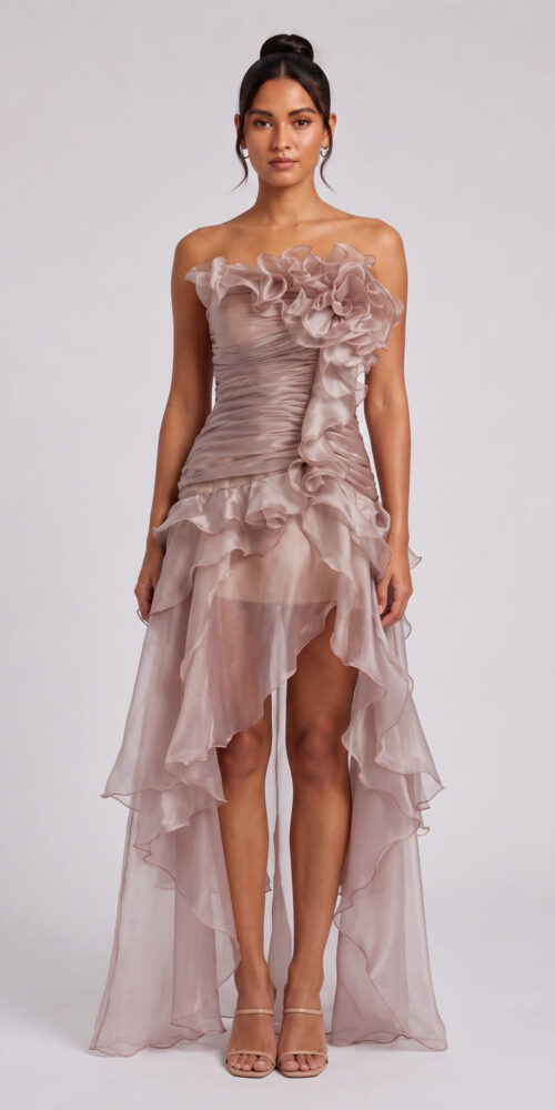 ef394297abac142b DUSTY ROSE ORGANZA HIGH-LOW ASYMMETRICAL PROM DRESS