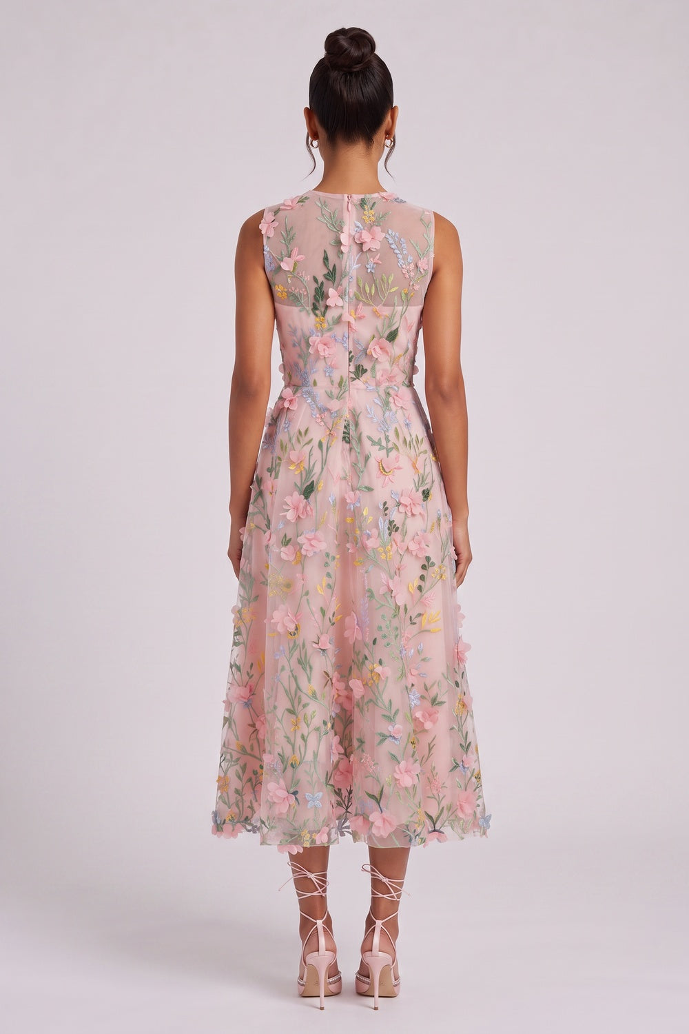 PALE PINK TULLE A-LINE PROM DRESS