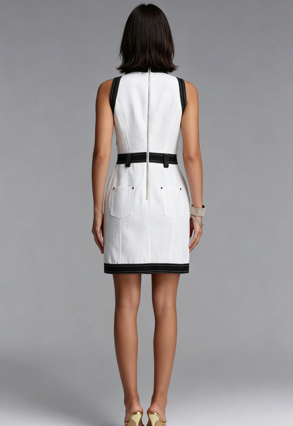 WHITE COTTON DENIM SHEATH DRESS – WORK & CASUAL