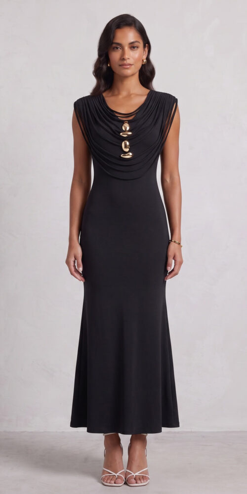 fcea8553c96a1a7f BLACK STRETCHY MERMAID MAXI DRESS FOR EVENING