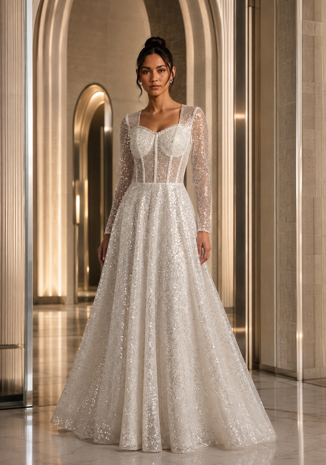 Lace slit maxi dress for evening events
