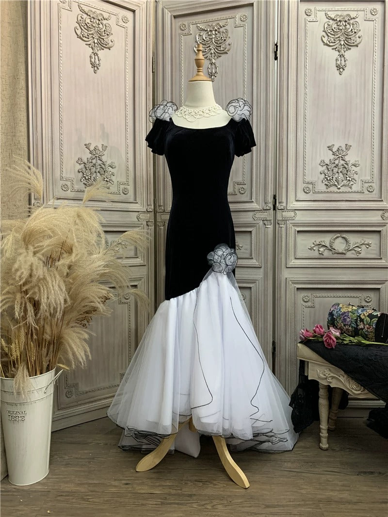 imgi_23_O1CN0158FFeg240H46tfv70__139677328 BLACK VELVET TULLE MERMAID PROM DRESS