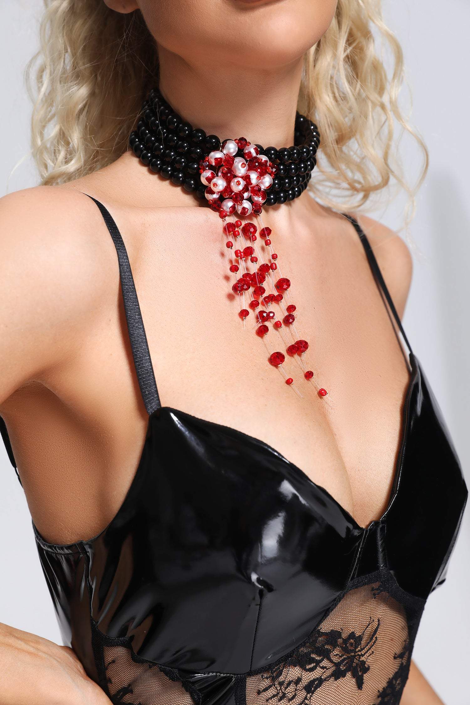 PEARL BLOOD NECKLACE - STATEMENT GOTHIC OCCASION