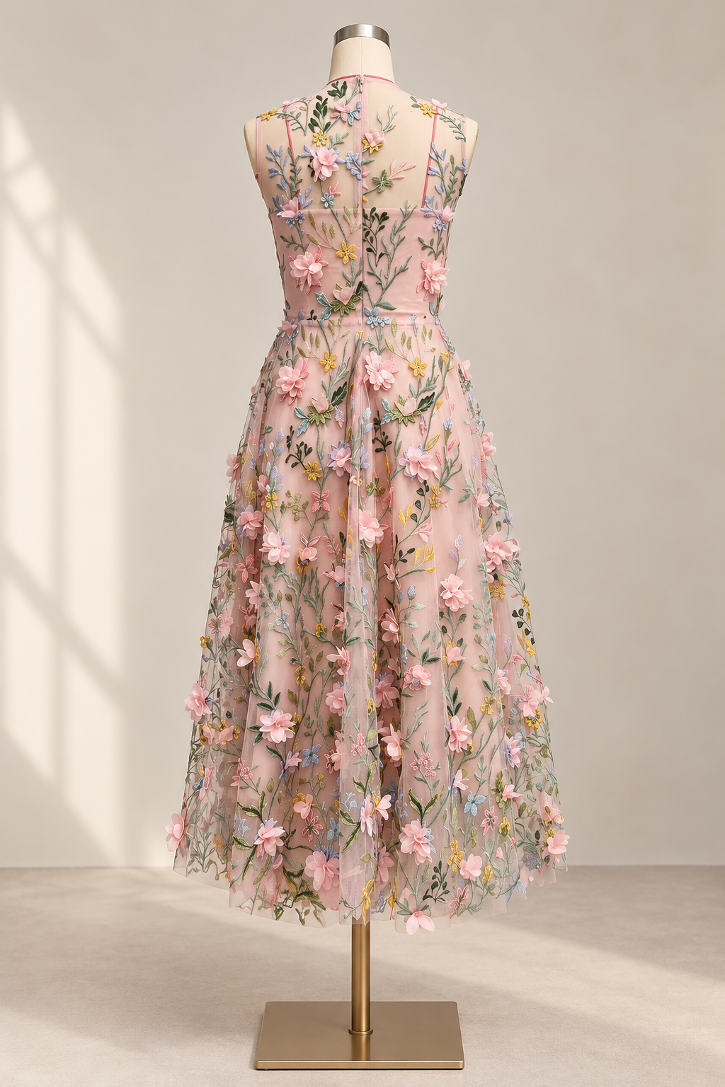 PALE PINK TULLE A-LINE PROM DRESS